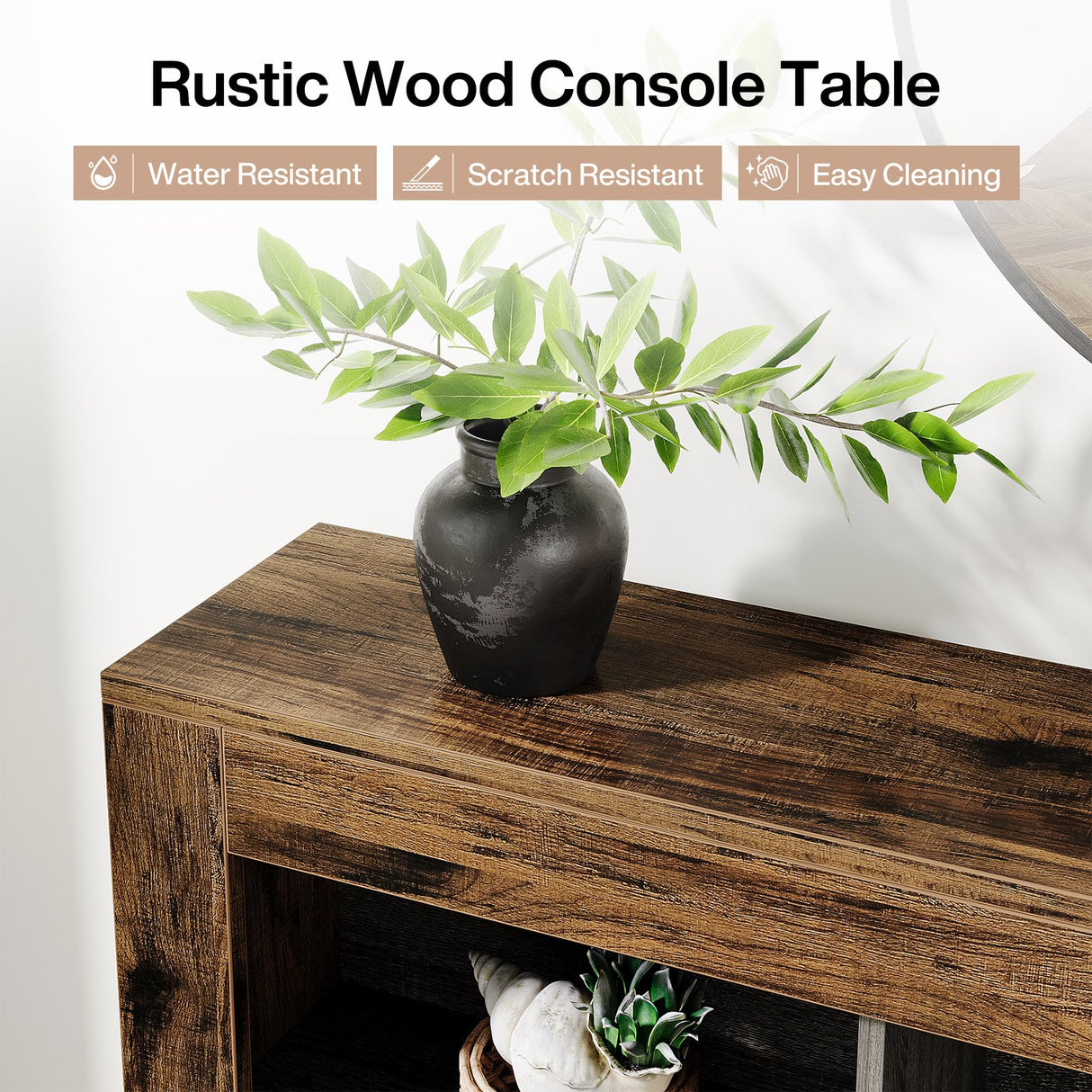 Tribesigns 63-Inch Long Console Table, Rustic Wood Entryway Table with 6 Storage Cubes, Industrial Narrow Sofa Table Behind Couch Table for Living Room, Hallway Tribesigns