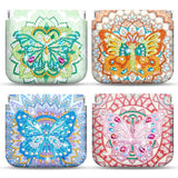 Hsei 4 Pcs Diamond Painting Coin Purse Pouch Leather DIY Rhinestone Paint Handmade Clutch Change Holder Change Purse Diamond Painting Bags for Adults Women Craft Makeup (Mandala, Butterfly) Hsei