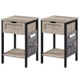 Yaheetech Nightstand Set of 2, Bedside Table with Drawer & Storage Shelf, Wood Side Table Night Stand with Removable Fabric Bag for Bedroom/Living Room, Gray Yaheetech
