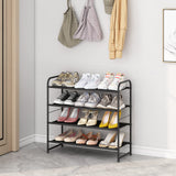 Simple Trending 4-Tier Stackable Shoe Rack, Expandable & Adjustable Fabric Shoe Shelf Storage Organizer, Black Simple Trending