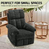 Korser Recliner Chair, Swivel Rocker Recliner Chair for Adults, Small Recliners for Small Spaces, Upholstered Manual Recliner with Side Pockets, Nursery Rocking Chair for Living Room, Chenille, Black Korser