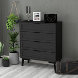 TaoHFE Black 4 Drawer Dresser for Bedroom,Wood Lingerie Chest of Drawers for Bedroom,Modern 36inch Tall Black Dresser for Bedroom Living Room, Entryway, Cloakroom(Black, 4 Drawer) TaoHFE