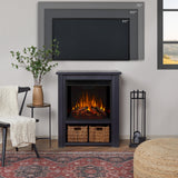 Real Flame Black Hollis Electric Fireplace - Freestanding with Remote Control - 6 Flame Colors & 5 Brightness Levels, Black Real Flame
