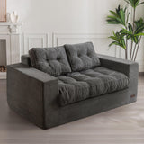 MAXYOYO Bean Bag Chair for Adults, Upholstered Floor Sofa with Armrests, Loveseat Boneless Couch with Tufted Cushion & Backrest, Sofa in A Box, Large Bean Bag Couch for Bedroom Living Room, Dark Grey MAXYOYO