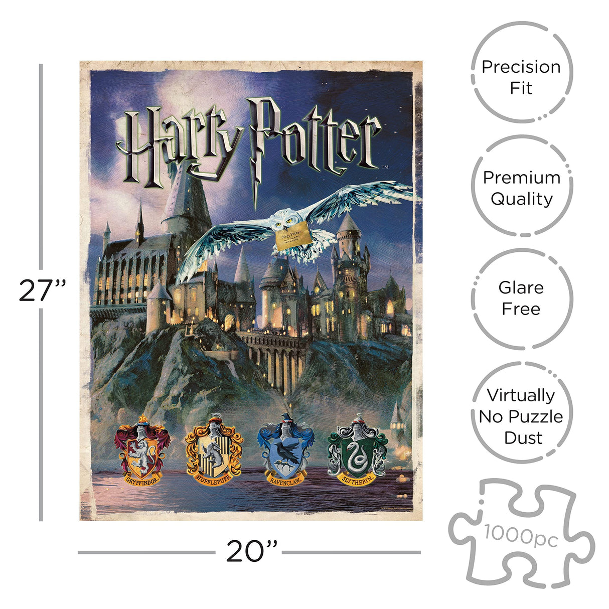 AQUARIUS Harry Potter Puzzle Hogwarts Castle (1000 Piece Jigsaw Puzzle) - Officially Licensed Harry Potter Merchandise & Collectibles - Glare Free - Precision Fit - 20x27in AQUARIUS