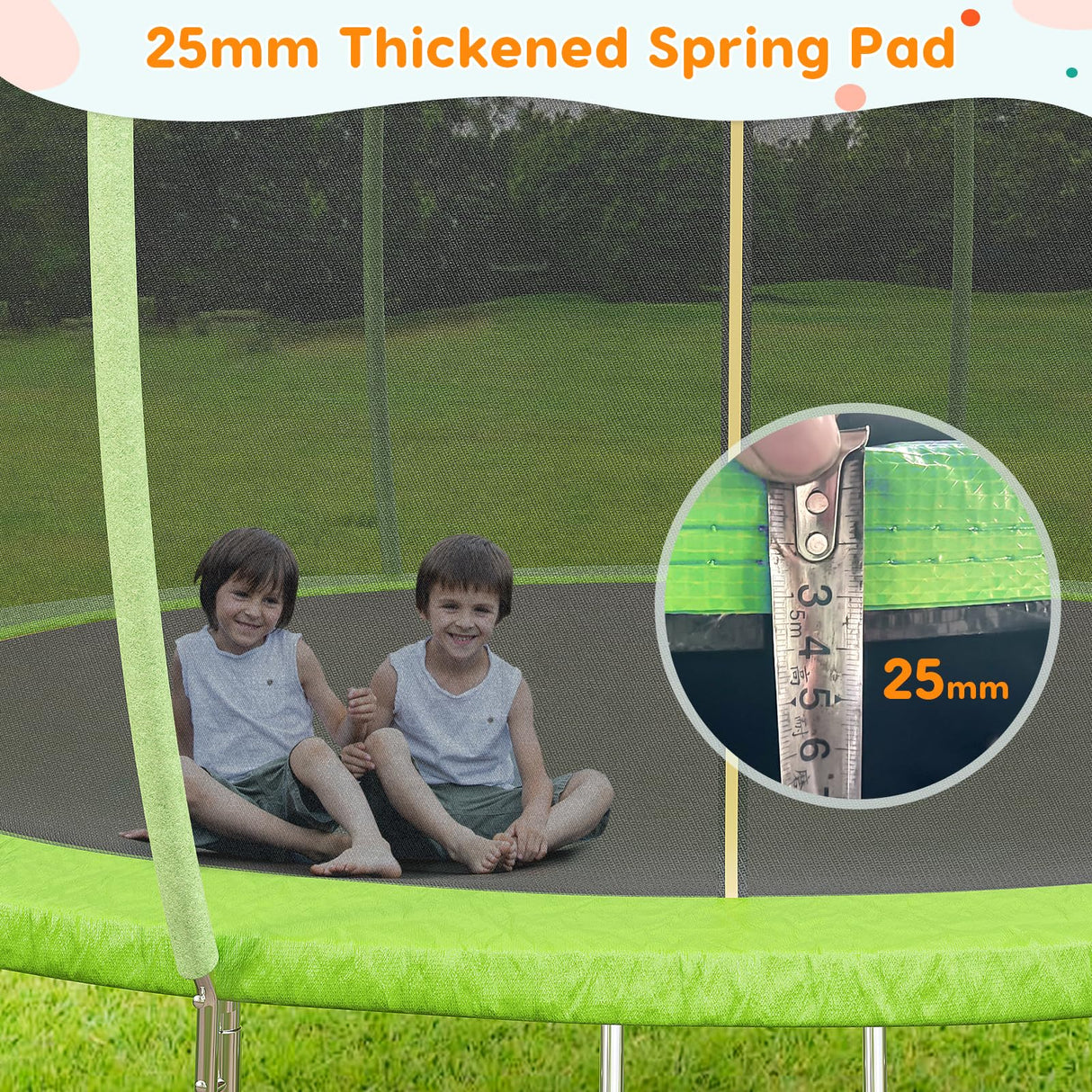 Garveetools Trampoline 10FT 12FT 14FT 16FT with Enclosure & Ladder, ASTM Approved Heavy-Duty Outdoor Recreational Trampoline for Kids Adults, 440LB Capacity (Green, 10FT) Garveetools