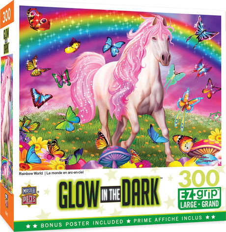 Masterpieces 300 Piece EZ Grip Glow in The Dark Jigsaw Puzzle - Rainbow World - 18"x24" Masterpieces