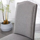 Snugway Stylish Upholstered Parsons Nailhead Trim and Sturdy Solid Wood Legs Dining Chairs, Set of 2, Smoky Grey Snugway