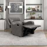Lexicon Manual Recliner Chair, Reclining Sofa Chair, Home Theater Seating, Wall Hugger, Manual Recliner for Living Room/Office/Apartment, Easy Assembly, Gray Faux Leather Lexicon
