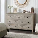 T4TREAM Farmhouse 7 Drawers Tv Stand, Wood Rustic , Storage Dressers Organizer for Bedroom, Living Room,Hallway, Light Rustic Oak T4TREAM