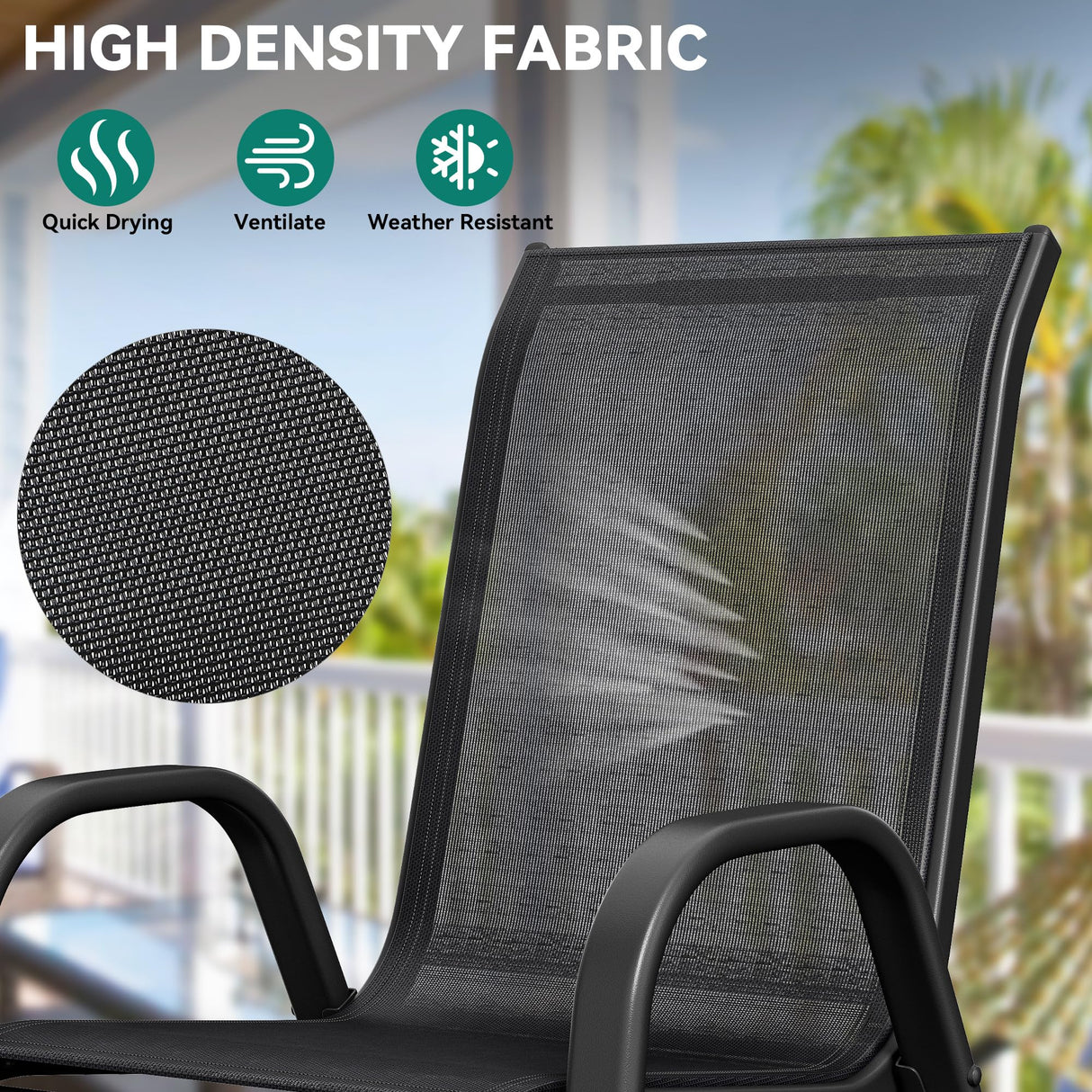 YITAHOME Stackable Patio Dining Set for 6, Breathable Outdoor Dining Set w/55 Aluminum Patio Table & 6 Stackable Patio Chairs Set, All Weather Outdoor Patio Dining Set for Backyard Deck Porch, Black YITAHOME