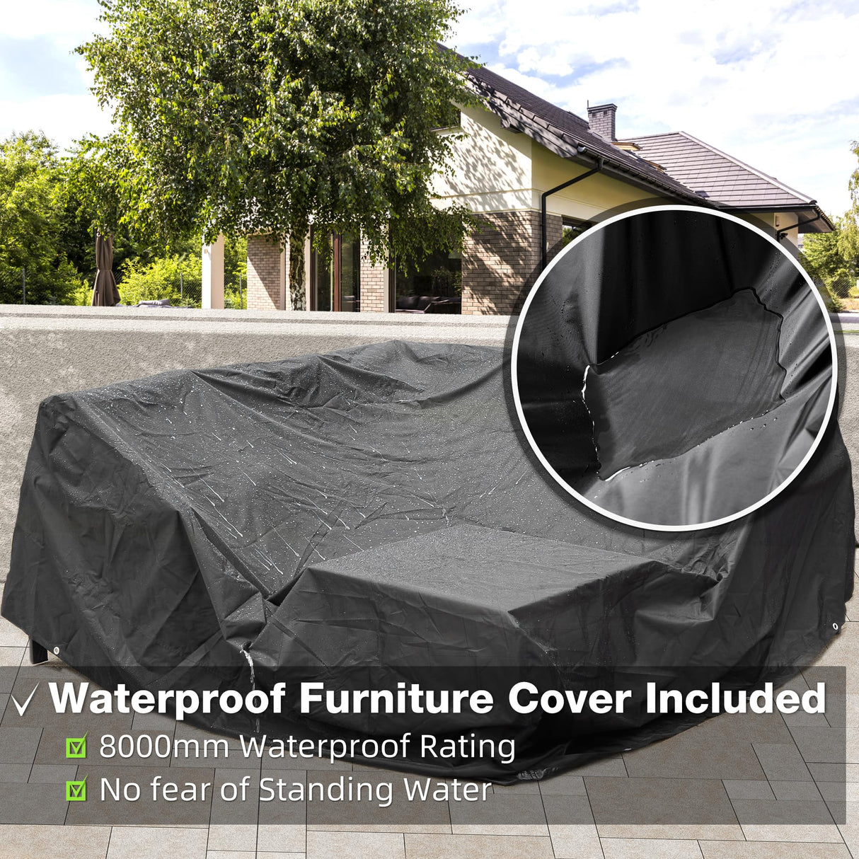 COMLAX FIELD Patio Furniture Set, 6 Pieces Outdoor Couch Sectional, L Shaped Patio Sofa, Metal Patio Couch Sectional with Side Table, Outdoor Seating Conversation Set, Grey COMLAX FIELD