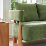 QNZK 67" L Loveseat Sofa, Mid Century Modern Sofa Couch with 2 Pillows, Comfy Chenille Couches, Upholstered Small Sofa for Living Room, Bedroom, Apartment & Office, Easy Assembly, Green QNZK