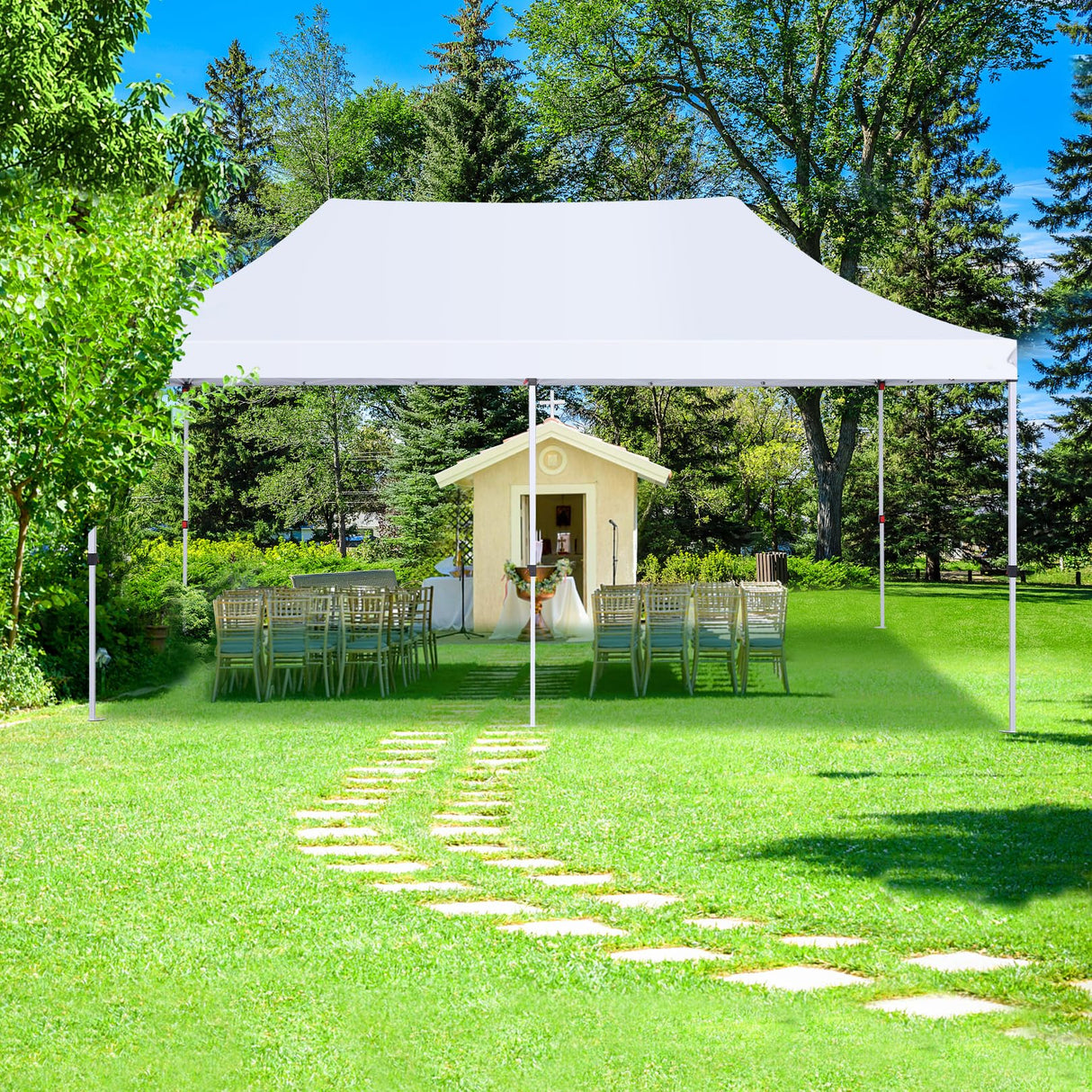 COBIZI Canopy 10x20 Pop Up Canopy Tent with 6 Sidewalls, Waterproof Commercial Canopy Ez Outdoor Instant Gazebo UV Protection 50+ Event Shelter, Garden Tents for Parties with Sandbags, White COBIZI