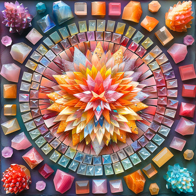 Crystal Mandala-Puzzles for Adults 1000 Pieces, Stunning Shining Colorful Crystal Mandala Puzzle, Impossible Puzzle Color Challenge Puzzle