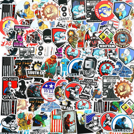 100 Pieces Welding Stickers Hard Hat Stickers Welding Stickers Decals, Tool Box Stickers Funny Stickers for Helmet Welding Construction Worker Lineman Oilfield Electrician Decals Zonon