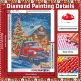 Christmas Diamond Painting Kits for Adults Red Truck Diamond Art Kits for Adults DIY 5D Diamond Painting Kits for Beginners Home Wall Decor 12x16inch Mandun