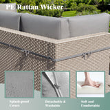 Aukreolis 7 Pieces Patio Furniture Set, Outdoor Sectional Wicker Sofa with Thick Cushions and Storage Coffee Table, Rattan Patio Conversation Sets for Deck Yard Poolside, Grey Aukreolis