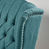 Christopher Knight Home Salome Push Back Recliner, Teal, Dark Brown 33.25D x 37.75W x 42.5H in GDFStudio