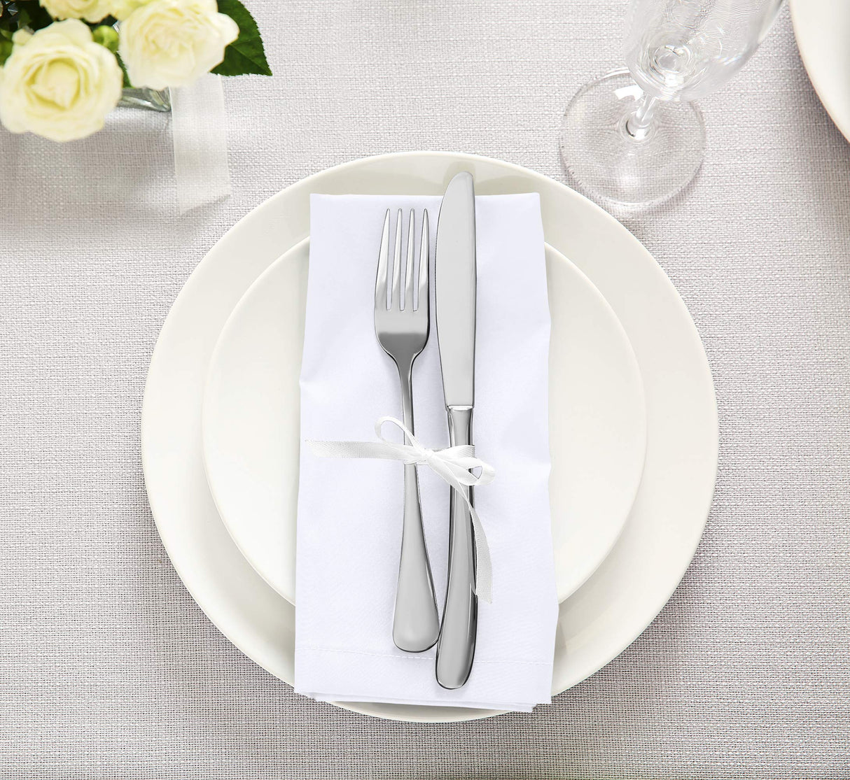 Utopia Kitchen White Cloth Napkins [12 Pack, 18x18 Inch] Cotton Blend Washable and Reusable Table Dinner Napkins Utopia Kitchen