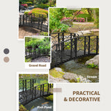 Outsunny 6' Metal Arch Backyard Garden Bridge with 660 lbs. Weight Capacity, Safety Siderails, Vine Motifs, & Easy Assembly for Backyard Creek, Stream, Pond, Black Outsunny