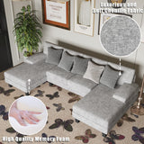 YESHOMY Convertible Sectional Sofa U-Shaped Couch with Soft Modern Cotton Chenille Fabric for Living Room, Oversized Seats with Comfortable Backrest, Gray YESHOMY