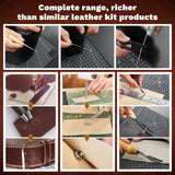 SAKERNEO Professional Leather Working Tools Kit with 52 Stamping Molds, Multi-Size Hole Punch Tool, Engraving/Cutting Mats & Rivet Accessories,Leather Crafting Kit for DIY, Repair & Stitching SAKERNEO