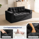 MAXYOYO Boneless Sofa Couch, Loveseat Sofa for Small Space, Tufted 2-Seater Floor Couch Bean Bag Chair for Living Room Bedroom Apartment, Sofa in a Box, No Assembly Needed, Black MAXYOYO