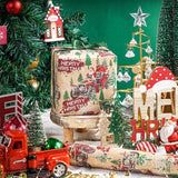 LeZakaa Kraft Christmas Wrapping Paper Roll, Santa Driving Vintage Red Car with Christmas Trees, Rustic Holiday Gift Wrap for Men Adults Kids, Xmas Winter Wonderland, Mini Roll 17 in x 16.4 Ft LeZakaa