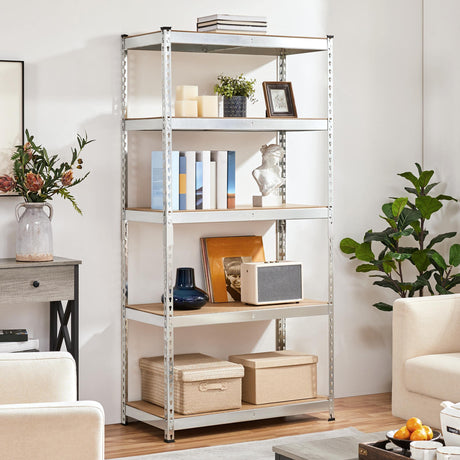 Topeakmart 5-Tier Utility Shelves, Metal Storage Shelves Garage Shelving Unit Adjustable Garage Storage Shelves Storage Racks Heavy Duty Shed Topeakmart