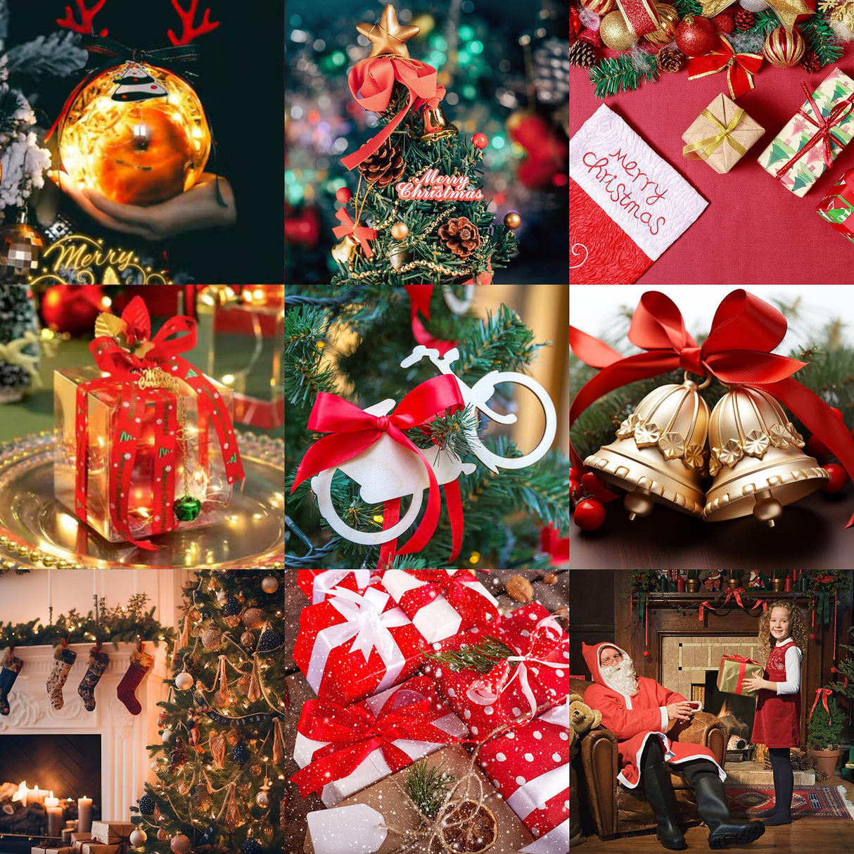 20 Rolls 100 Yards Christmas Ribbon for Gift Wrapping, 3/8 Inch Printed Christmas Grosgrain Ribbon, Christmas Ribbon for Gift Wrapping Crafts DIY Holiday Xmas Decorations CCTVRTV