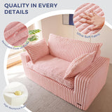 MAXYOYO Bean Bag Chair for Living Room, Upholstered Loveseat Sofa Couch with Deep Seating, Wide Armrests Boneless Couch Sofa in a Box for Bedroom Office Apartment, No Assembly, Pink MAXYOYO