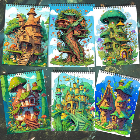 Adult Coloring Books Relaxation Coloring Book for Women Spiral Bound Page One Sided Design Gifts Arts and Crafts for Women to Relax, Anxiety and Depression 30 Colorful Coloring Pages of THE ENCHANTED COTTAGE ADEVIAN