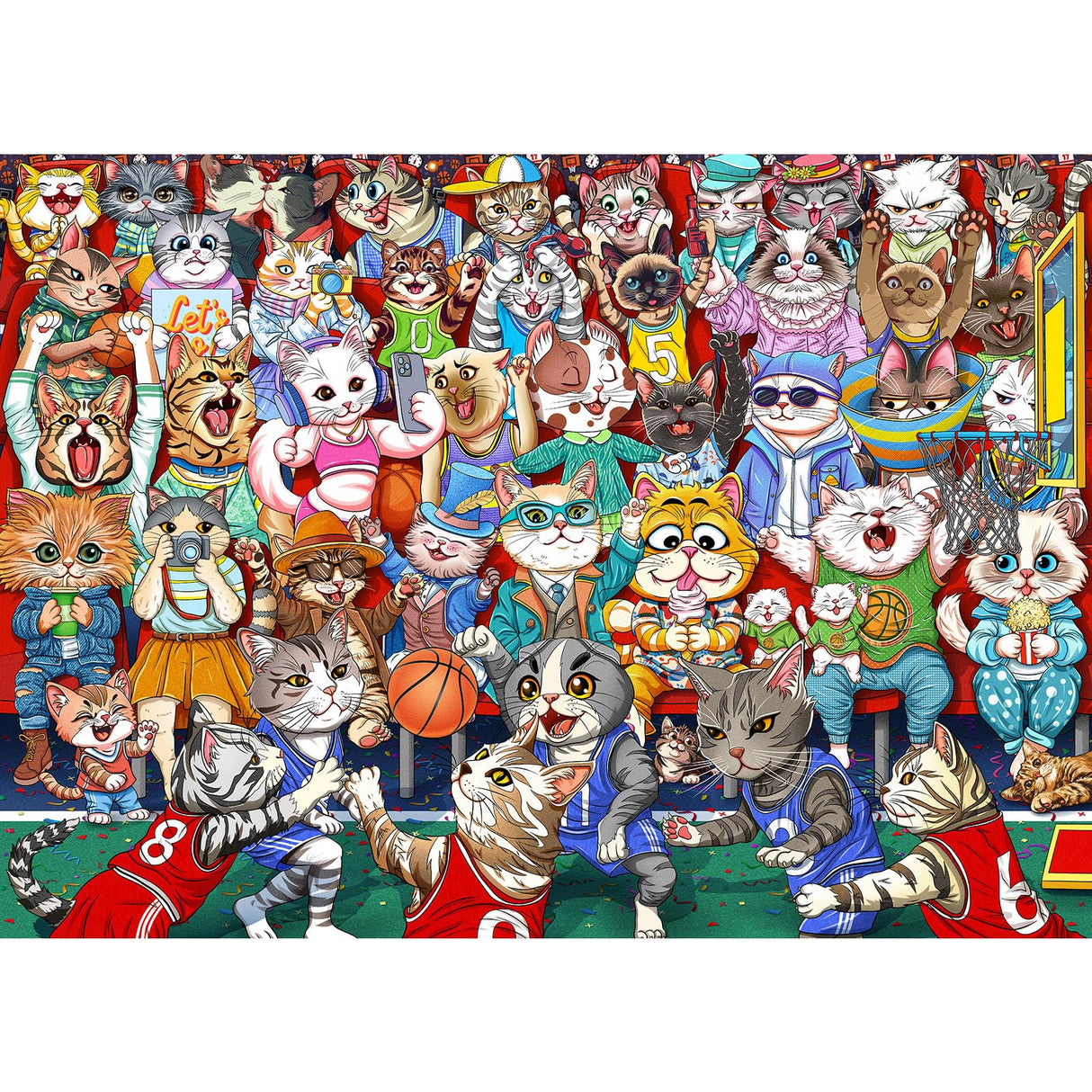 Puzzles for Adults 1000 Pieces, Cat Basketball Fun Jigsaw Puzzles Challenging Game, Puzzles Interlock Perfectly No Dust, for House Decoration, Party Toy for Kids Parents TangMosaic