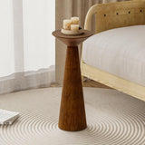 COZAYH 22.8” Tall Round Martini End Table, Walnut – Solid Pine Wood Pedestal Accent Drink Stand with Tapered Base – Farmhouse Modern Furniture for Living Room, Bedroom & Small Spaces COZAYH