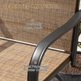 Outsunny Outdoor Bar Stools with Armrests, Set of 2 360° Swivel Bar Height Patio Chairs with High-Density Mesh Fabric, Steel Frame Dining Chairs for Balcony, Poolside, Backyard, Brown Outsunny