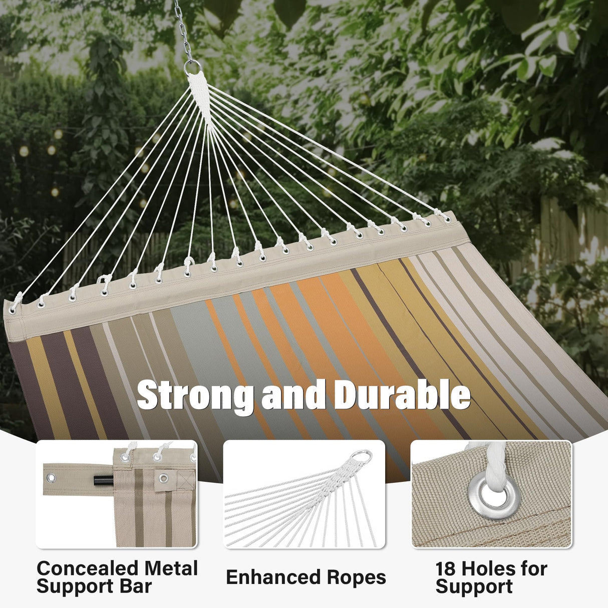 Patio Watcher 13 FT Quick Dry Textilene Hammock - Outdoor Double Hammock - Heavy Duty for Outside - 450 lbs Capacity - Coffee Patio Watcher