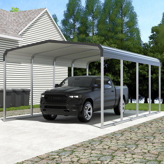 Xilingol 12x20 FT Metal Carport, Heavy Duty Carport Canopy with Galvanized Steel Frame and Roof, Outdoor Storage Shed, Car Tent Garage Shelter for Pickup, Truck, Boat and Tractor, Grey