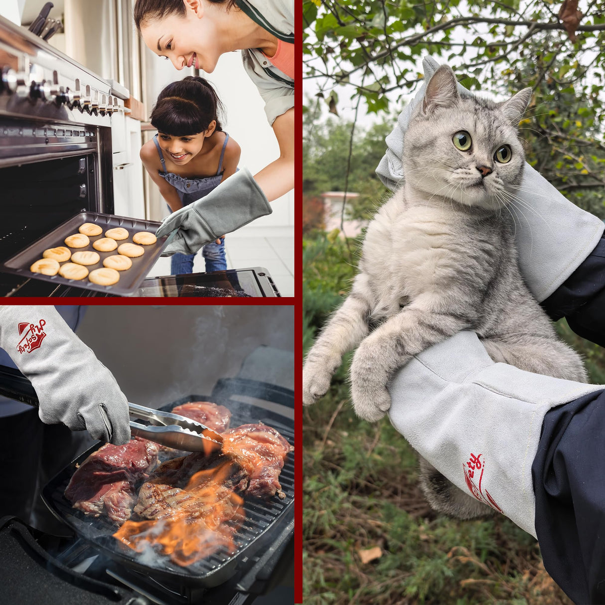 MYSAFETY Leather Welding Gloves for Men or Women, Fire and Heat Resistant gloves for Stick,Tig,Mig,Fireplace,BBQ,Oven,Grill,Wood Stove,Animal Handling Gloves,Bite Proof for Cat or Dogs,Welders Gifts MYSAFETY