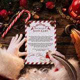 AnyDesign 15 Sets Christmas Official Letters Certificate from Santa Claus Include 15Pcs Red White Stripes Writing Letter 15Pcs Nice List Certificate 15 Envelopes and 30 Stickers for Family Party Favor AnyDesign