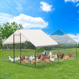 VerisShade Large Metal Chicken Coop, Walk-in Poultry Cage, Large Outdoor Chicken Coop with Waterproof Cover for Outdoor Yard Farm Use (9.8x13.1x6.6FT) VerisShade