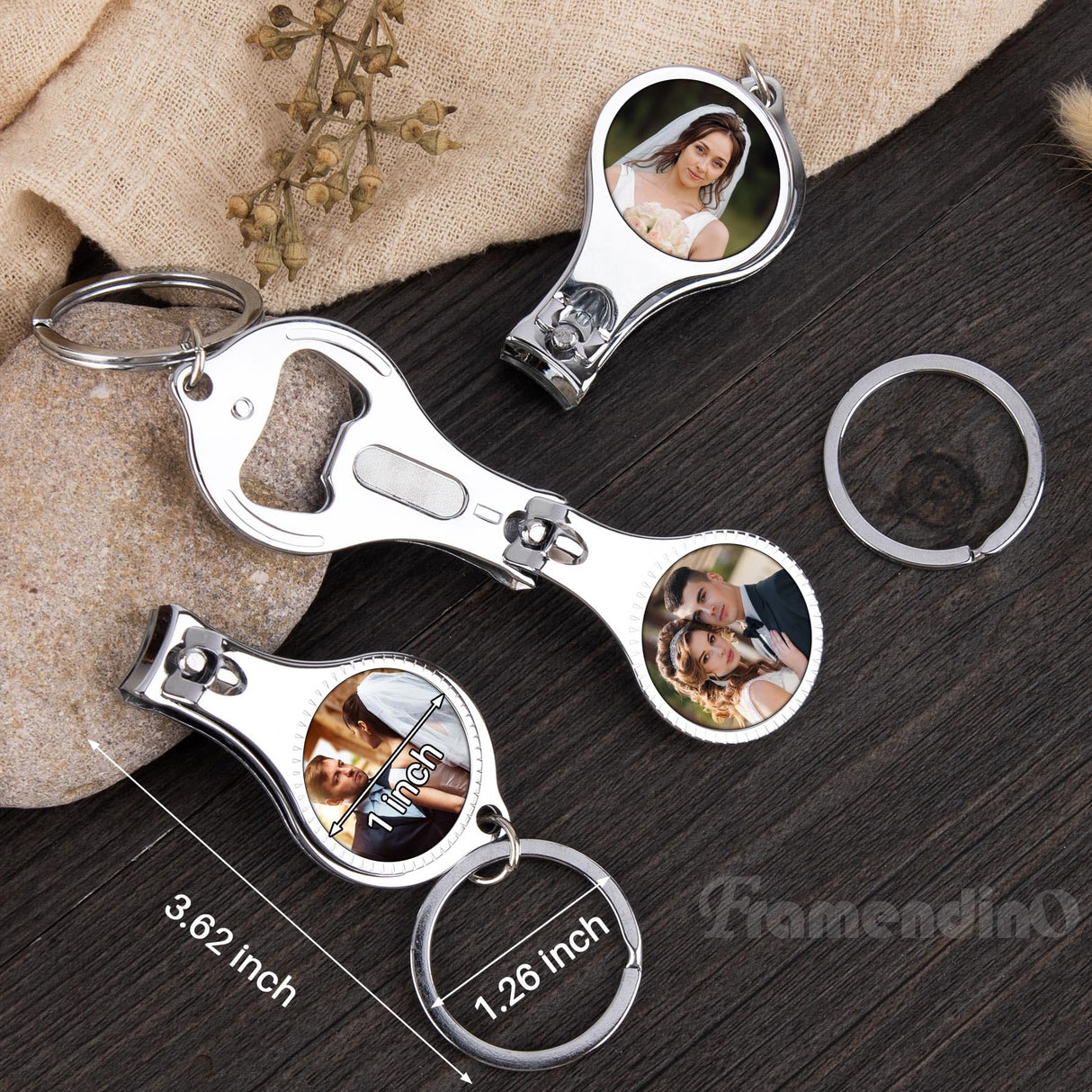 Framendino, 6 Pack Sublimation Blanks Keychains Nail Clipper Metal Bottle Opener Heat Transfer Keychain Fingernail Clipper for Birthday Graduation Gifts Framendino