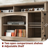 IRONCK Farmhouse TV Stand for 65 Inch TV, 32“Tall Entertainment Center with Power Outlets, Rustic TV Cabinet with Glass Door Media Console, TV Console for Living Room, Light Rustic Oak IRONCK