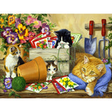 300 Piece Puzzle for Adults Linda Picken Little Bloomers Cat & Kittens 24 x 18 Cute Jigsaw by KI Puzzles KI Puzzles