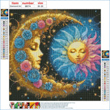GDYEEH DIY 5D Sun and Moon Diamond Art Kits, Colourful Flowers Round Full Drill Sparkling Diamond Painting Picture, Diamond Painting Art Kits Craft for Adults Beginners, Home Wall Decor 12x12 inch GDYEEH