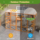 104" L Catio Outdoor Cat Enclosure Window, Wooden Walk-in Expandable Outdoor Large Cat Cattery for Multiple Kitties, Weatherpoof, Orange COZIVVOVV