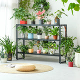 HCHQHS Bookshelf, 3-Tier Industrial Bookcase, Black Open Book Shelf, Freestanding Horizontal Bookshelves with Metal Frame HCHQHS