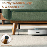 Garvee 65 in Mid Century Modern Loveseat Sofa for Small Spaces, 2 Seater Linen Upholstered Couch with Button Tufted Design & Wood Legs, Small Couch for Living Room, Bedroom, Office, Apartment, Green Garvee