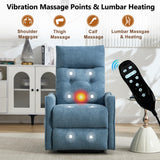 EZZUP Power Lift Recliner Chair with Vibration Massage and Heat for Petite Elderly, Small Lift Chair with Side Pocket Remote Control, Infinite Position, Polyester Fabric Blue EZZUP