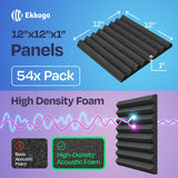 Ekkogo 54-Pack Sound Proof Foam Panels for Walls 12X12X1" Acoustic Panels Wedge Style Sound Panels for Studio and Home Noise Reduction Ekkogo